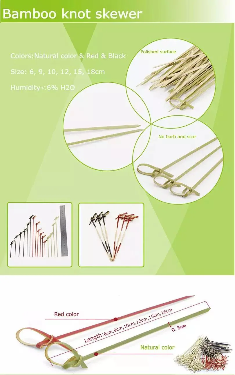 Recyclable Eco-Friendly Disposable Handmade Bamboo Fruit Knotted Skewers for Party Cocktail BBQ Decorative Appetizers